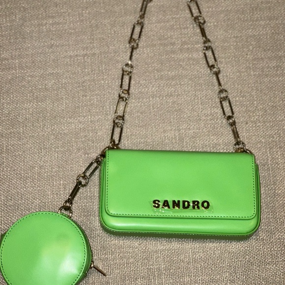Sandro Paris Lime Green Crossbody Bag with coin purse - Picture 15 of 15